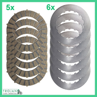 CLUTCH PLATE SET, 5 x FIBRE, 6 x STEEL, TRIUMPH, 500, 650 BSA, 57-1362, 57-1363