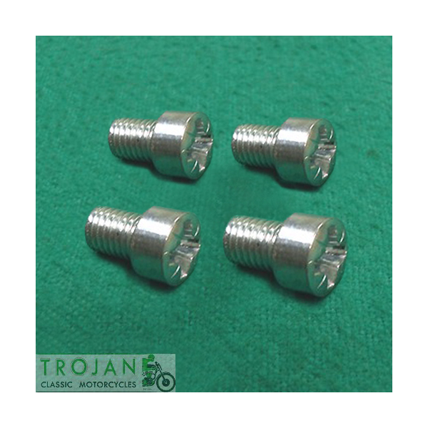 ROCKER BOX CAP RETAINER SCREWS (SET 4) 1/4" x 26TPI x 3/8", TRIUMPH, 57-1553, T1553